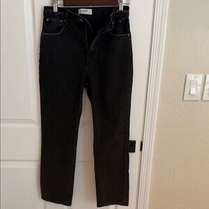 Abercrombie & Fitch Black Ankle Straight Ultra High Rise Jeans